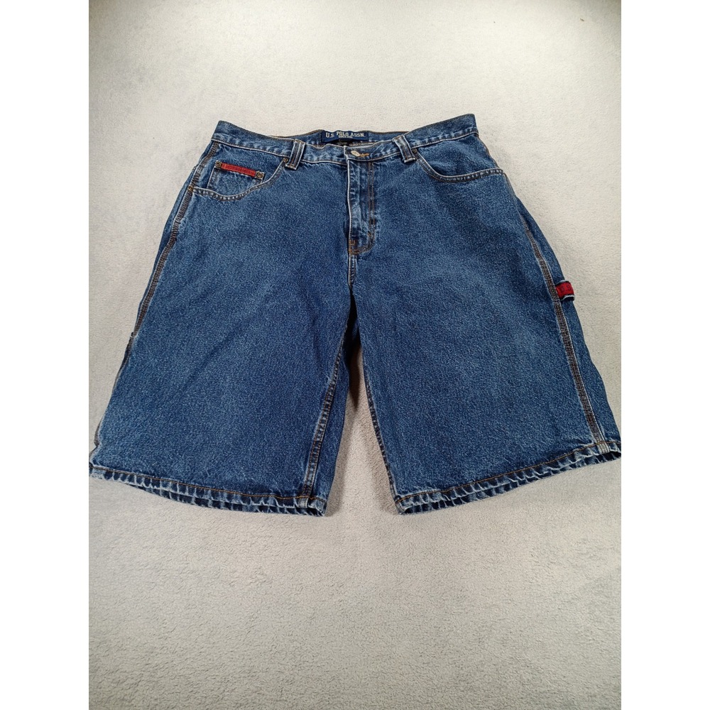 U.S. Polo Assn Mens Carpenter Denim Shorts Blue 36 Hammer Loop Utility
